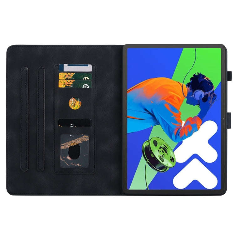 For Lenovo Tab P12 12.7 2025 Lily Embossed Leather Tablet Case(Black)