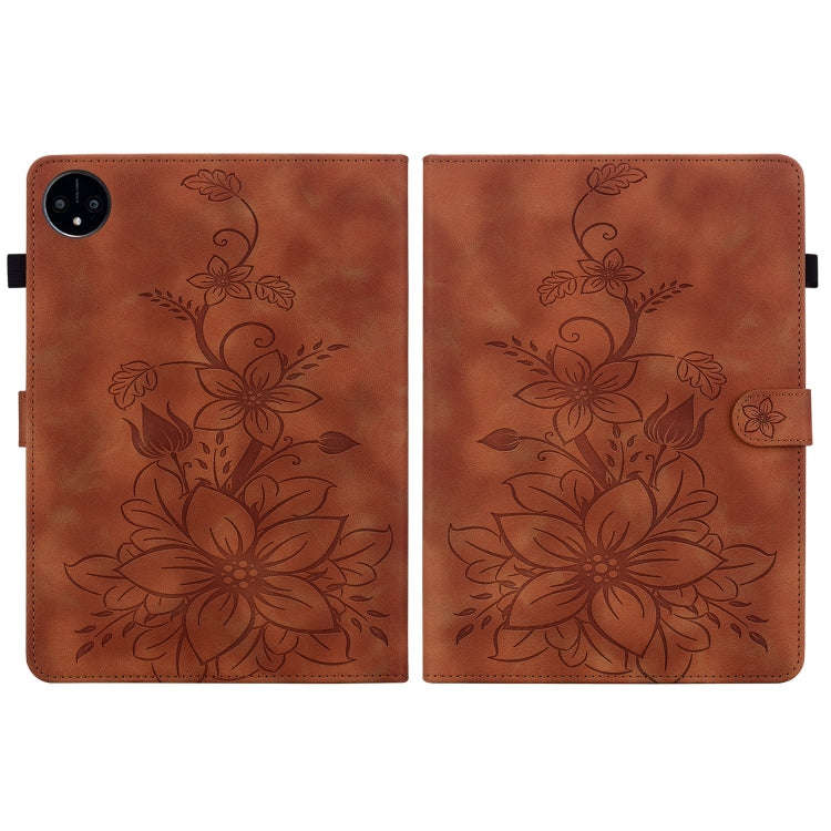 For Huawei MatePad Pro 11 2022 Lily Embossed Leather Tablet Case(Brown)