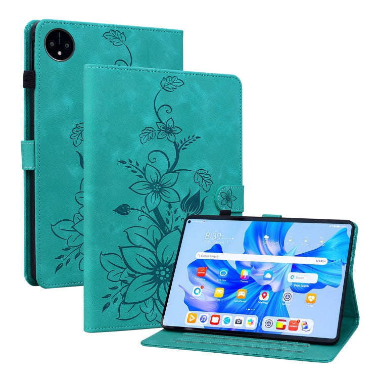 For Huawei MatePad Pro 11 2022 Lily Embossed Leather Tablet Case(Green)