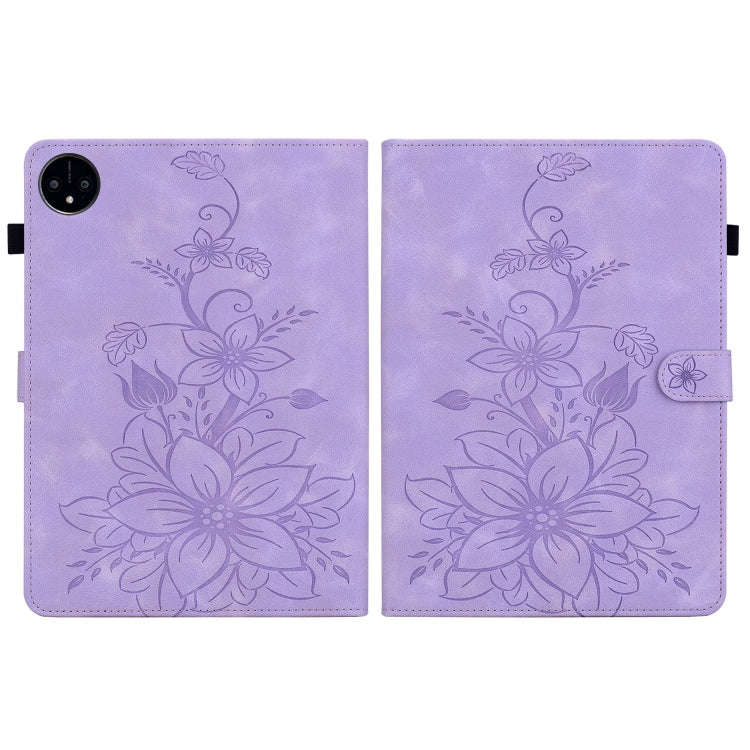 For Huawei MatePad Pro 11 2022 Lily Embossed Leather Tablet Case(Purple)