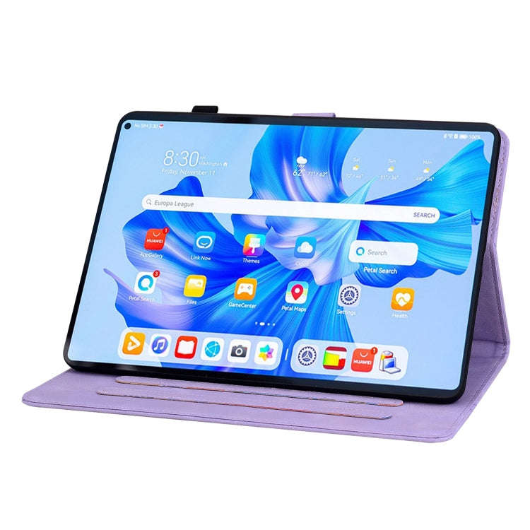 For Huawei MatePad Pro 11 2022 Lily Embossed Leather Tablet Case(Purple)