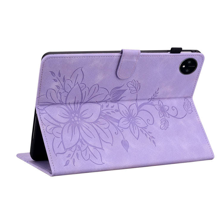 For Huawei MatePad Pro 11 2022 Lily Embossed Leather Tablet Case(Purple)