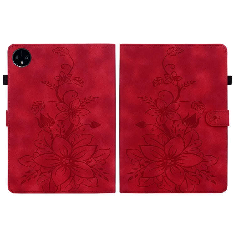 For Huawei MatePad Pro 11 2022 Lily Embossed Leather Tablet Case(Red)