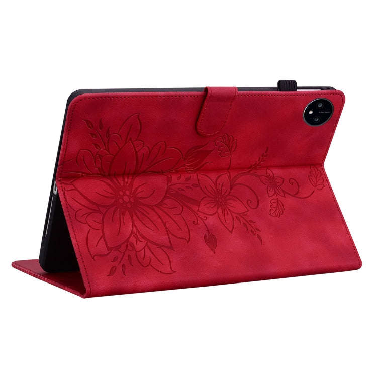 For Huawei MatePad Pro 11 2022 Lily Embossed Leather Tablet Case(Red)