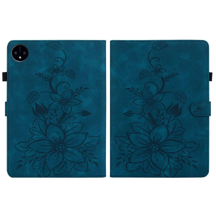 For Huawei MatePad Pro 11 2022 Lily Embossed Leather Tablet Case(Dark Blue)