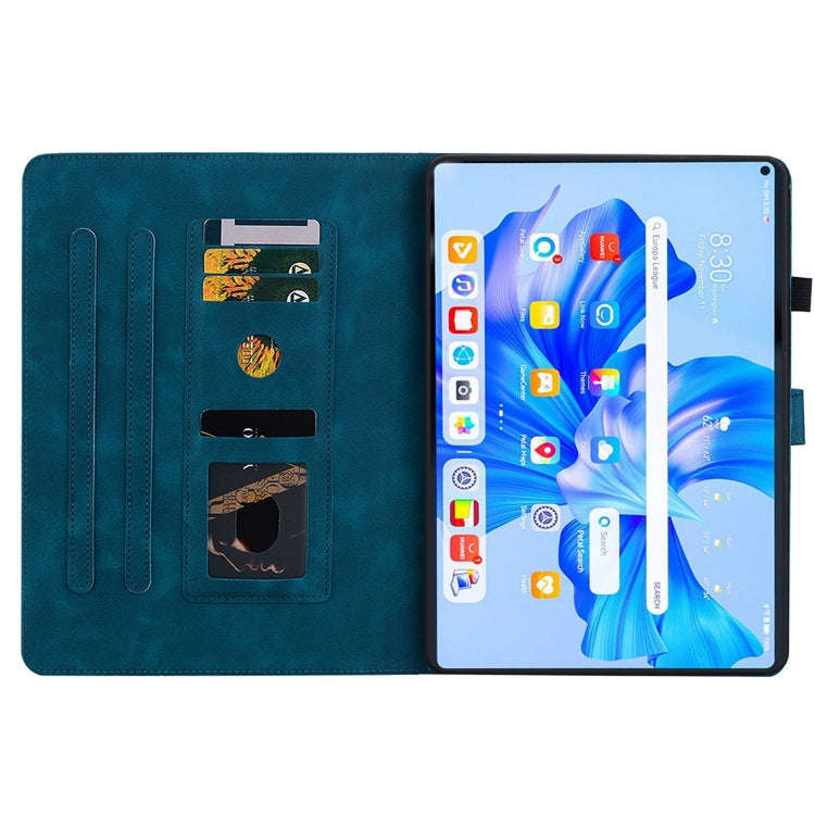 For Huawei MatePad Pro 11 2022 Lily Embossed Leather Tablet Case(Dark Blue)