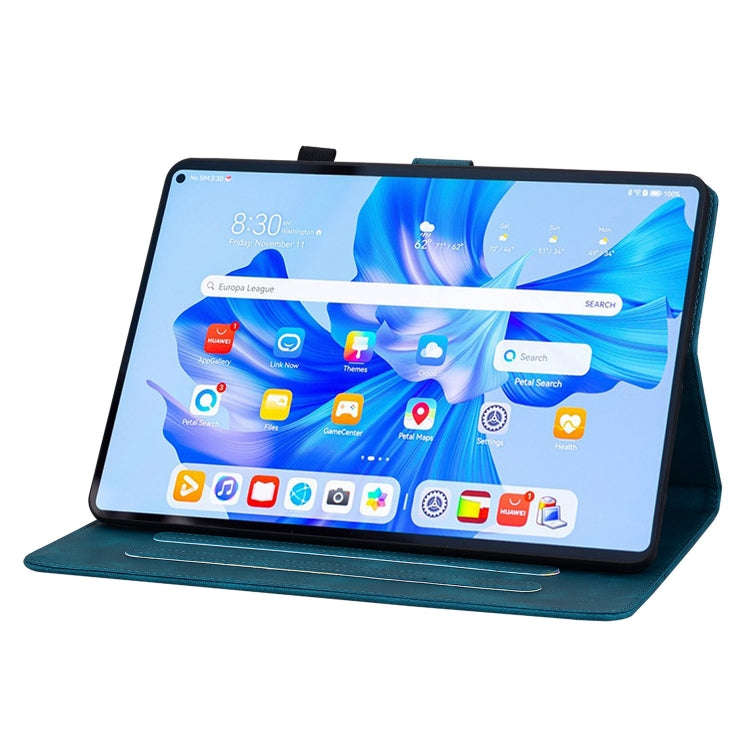 For Huawei MatePad Pro 11 2022 Lily Embossed Leather Tablet Case(Dark Blue)