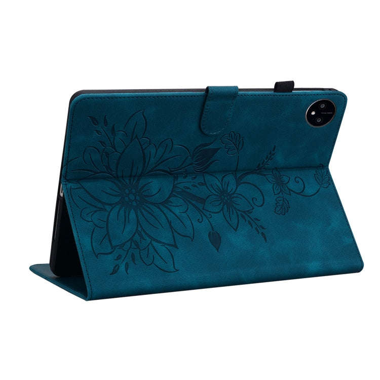 For Huawei MatePad Pro 11 2022 Lily Embossed Leather Tablet Case(Dark Blue)