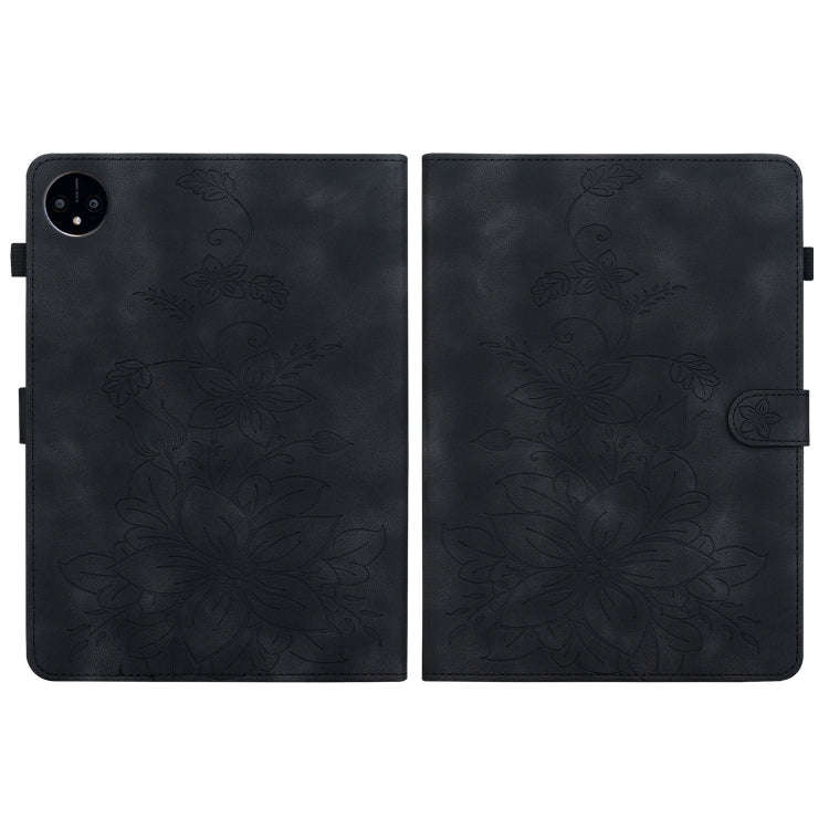 For Huawei MatePad Pro 11 2022 Lily Embossed Leather Tablet Case(Black)