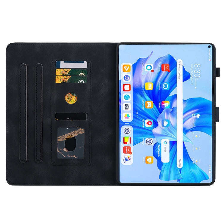 For Huawei MatePad Pro 11 2022 Lily Embossed Leather Tablet Case(Black)