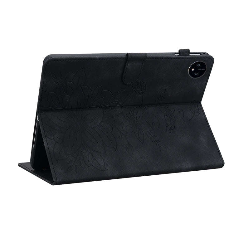For Huawei MatePad Pro 11 2022 Lily Embossed Leather Tablet Case(Black)