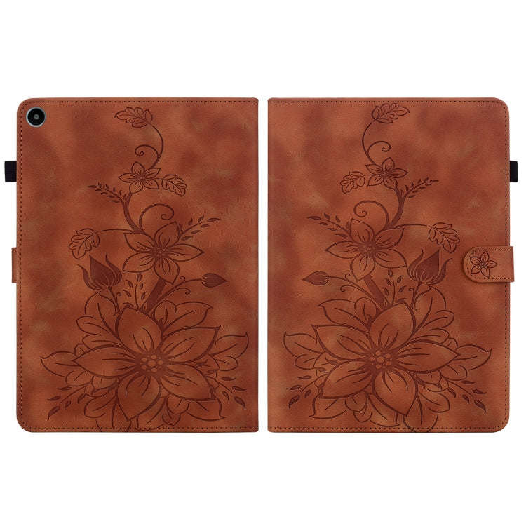 For Huawei MatePad SE 10.4 Lily Embossed Leather Tablet Case(Brown)