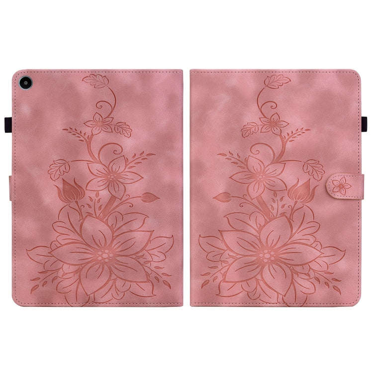 For Huawei MatePad SE 10.4 Lily Embossed Leather Tablet Case(Pink)