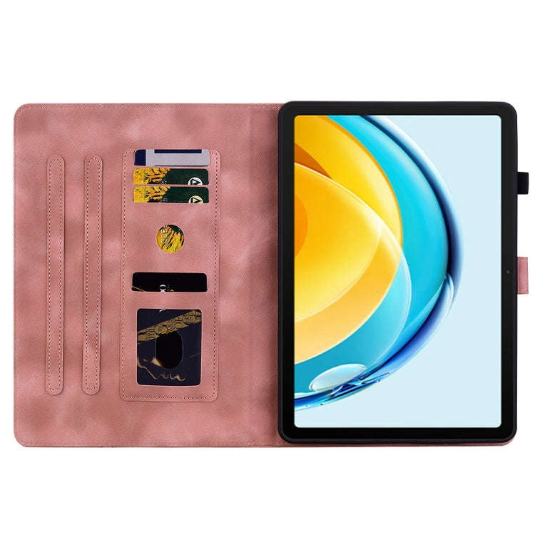 For Huawei MatePad SE 10.4 Lily Embossed Leather Tablet Case(Pink)