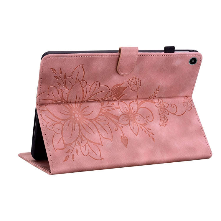 For Huawei MatePad SE 10.4 Lily Embossed Leather Tablet Case(Pink)