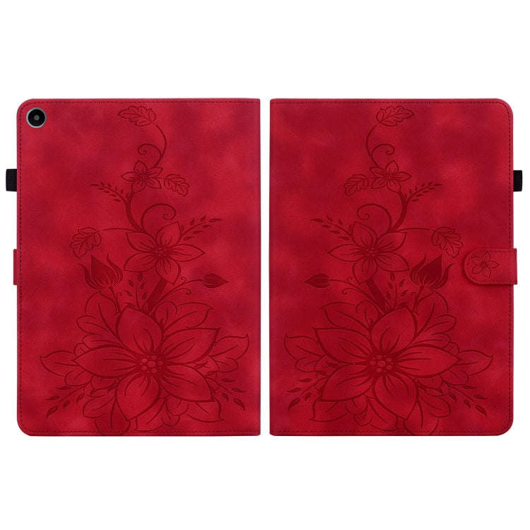 For Huawei MatePad SE 10.4 Lily Embossed Leather Tablet Case(Red)