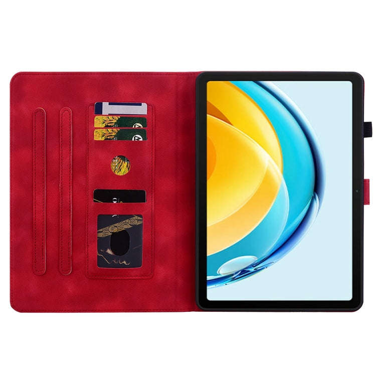 For Huawei MatePad SE 10.4 Lily Embossed Leather Tablet Case(Red)