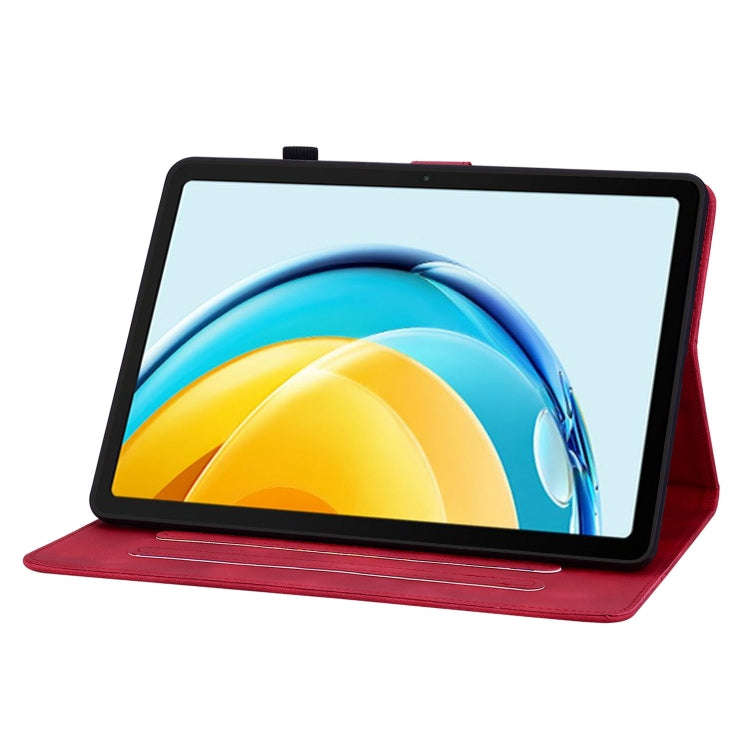 For Huawei MatePad SE 10.4 Lily Embossed Leather Tablet Case(Red)