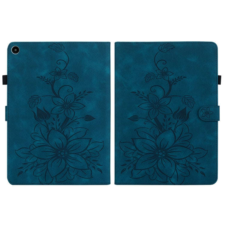 For Huawei MatePad SE 10.4 Lily Embossed Leather Tablet Case(Dark Blue)