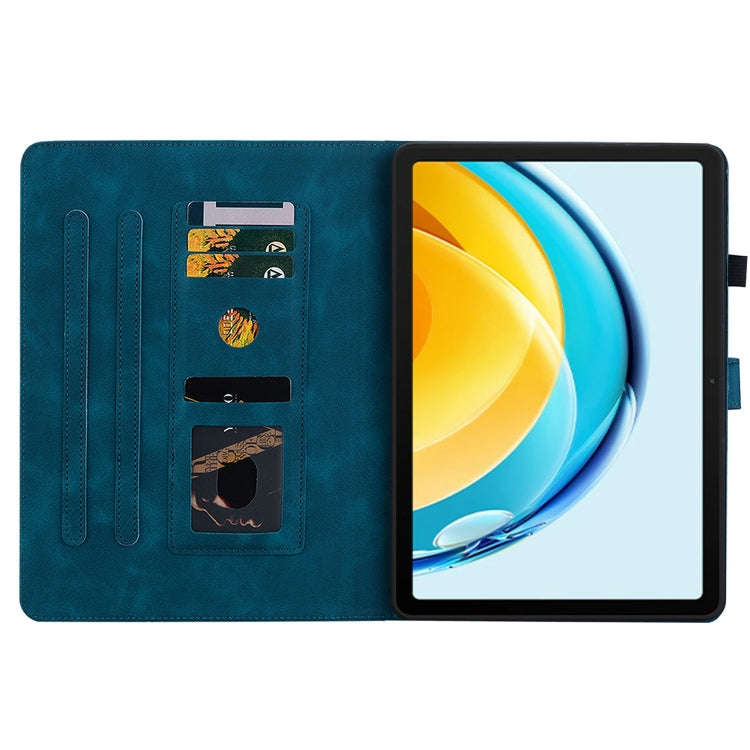 For Huawei MatePad SE 10.4 Lily Embossed Leather Tablet Case(Dark Blue)