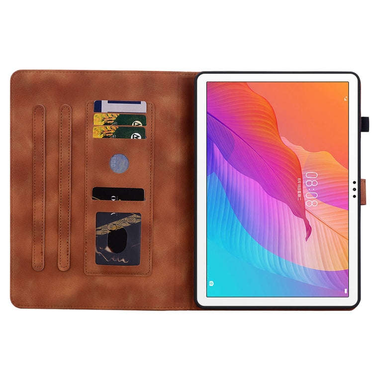 For Huawei MatePad T 10s / Enjoy Tablet 2 Lily Embossed Leather Tablet Case(Brown)