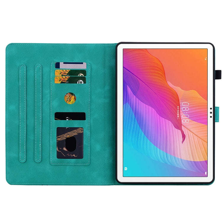 For Huawei MatePad T 10s / Enjoy Tablet 2 Lily Embossed Leather Tablet Case(Green)