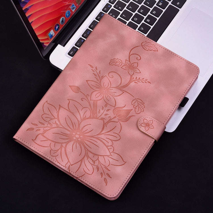 For Huawei MatePad T 10s / Enjoy Tablet 2 Lily Embossed Leather Tablet Case(Pink)
