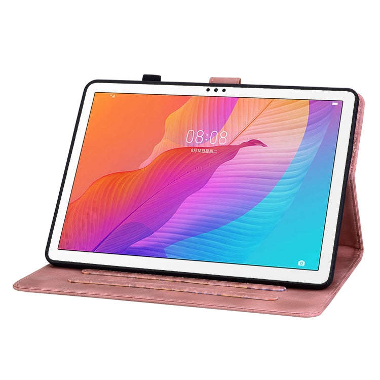 For Huawei MatePad T 10s / Enjoy Tablet 2 Lily Embossed Leather Tablet Case(Pink)