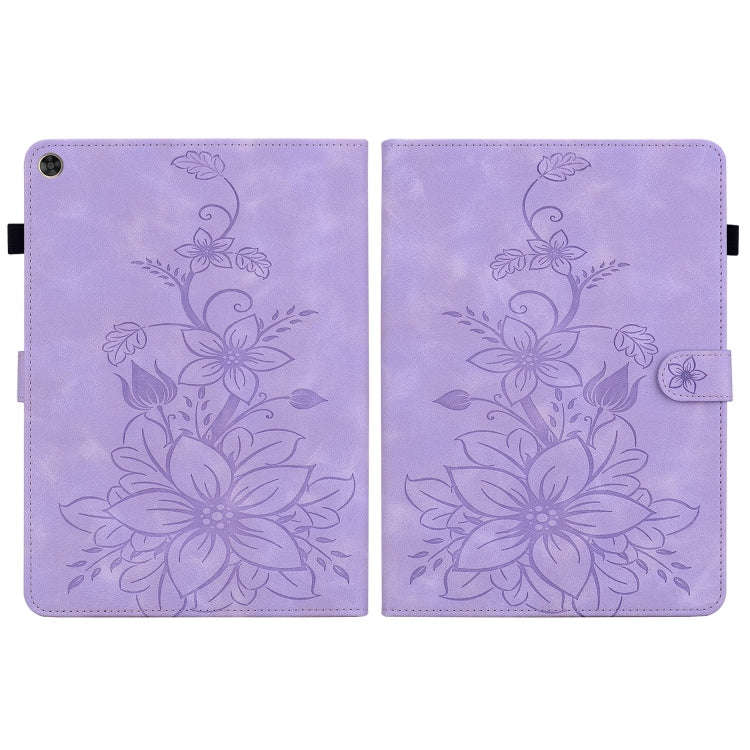 For Huawei MatePad T 10s / Enjoy Tablet 2 Lily Embossed Leather Tablet Case(Purple)