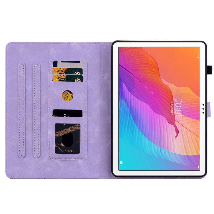 For Huawei MatePad T 10s / Enjoy Tablet 2 Lily Embossed Leather Tablet Case(Purple)