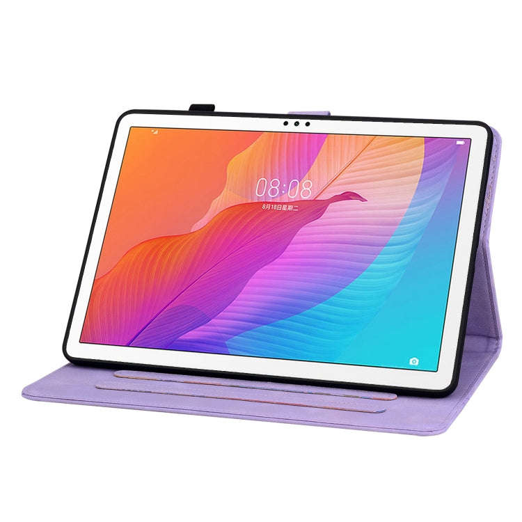 For Huawei MatePad T 10s / Enjoy Tablet 2 Lily Embossed Leather Tablet Case(Purple)
