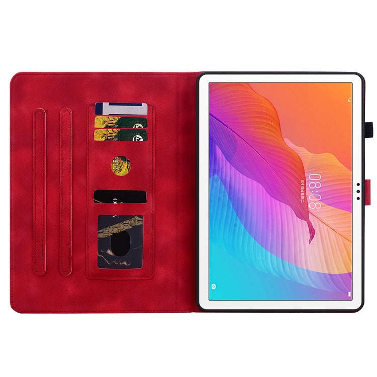 For Huawei MatePad T 10s / Enjoy Tablet 2 Lily Embossed Leather Tablet Case(Red)