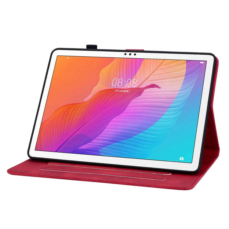 For Huawei MatePad T 10s / Enjoy Tablet 2 Lily Embossed Leather Tablet Case(Red)