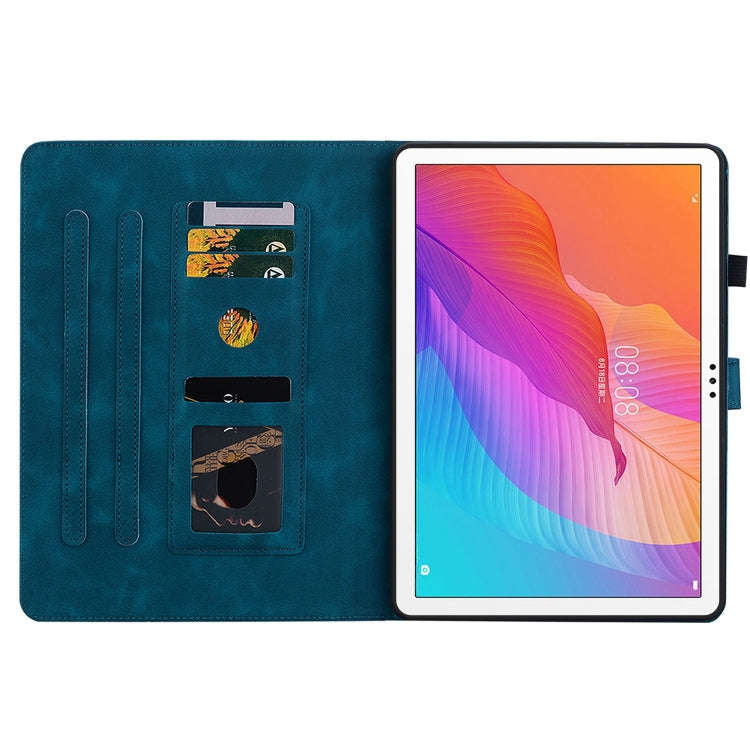 For Huawei MatePad T 10s / Enjoy Tablet 2 Lily Embossed Leather Tablet Case(Dark Blue)