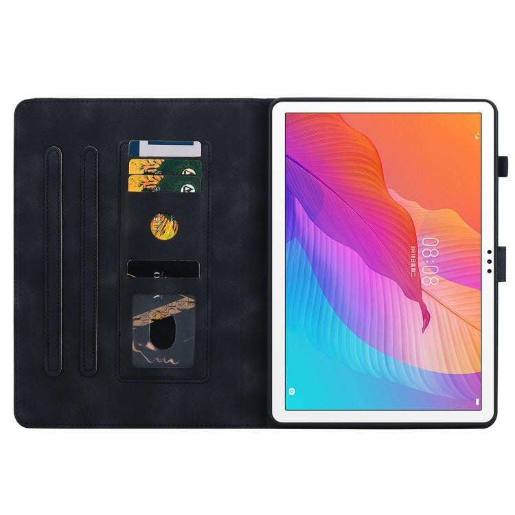 For Huawei MatePad T 10s / Enjoy Tablet 2 Lily Embossed Leather Tablet Case(Black)