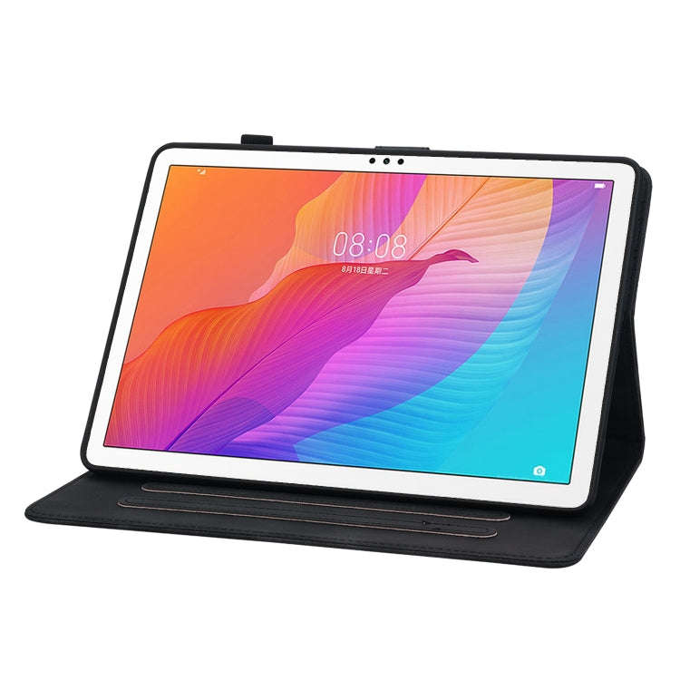 For Huawei MatePad T 10s / Enjoy Tablet 2 Lily Embossed Leather Tablet Case(Black)