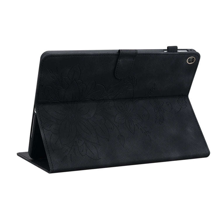 For Huawei MatePad T 10s / Enjoy Tablet 2 Lily Embossed Leather Tablet Case(Black)