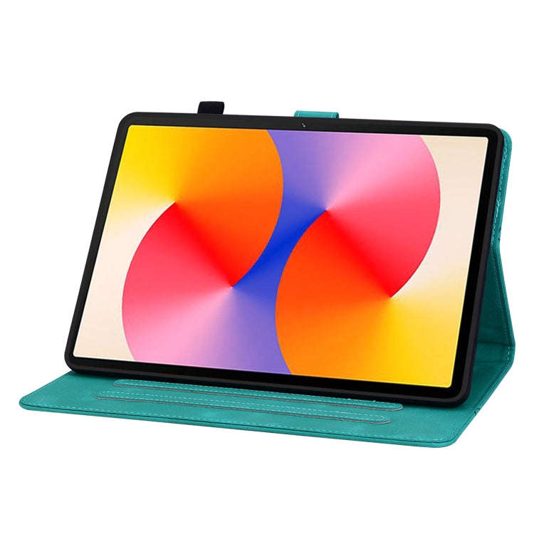 For Huawei MatePad SE 11 2024 Lily Embossed Leather Tablet Case(Green)