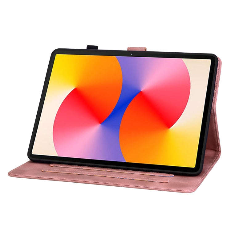 For Huawei MatePad SE 11 2024 Lily Embossed Leather Tablet Case(Pink)