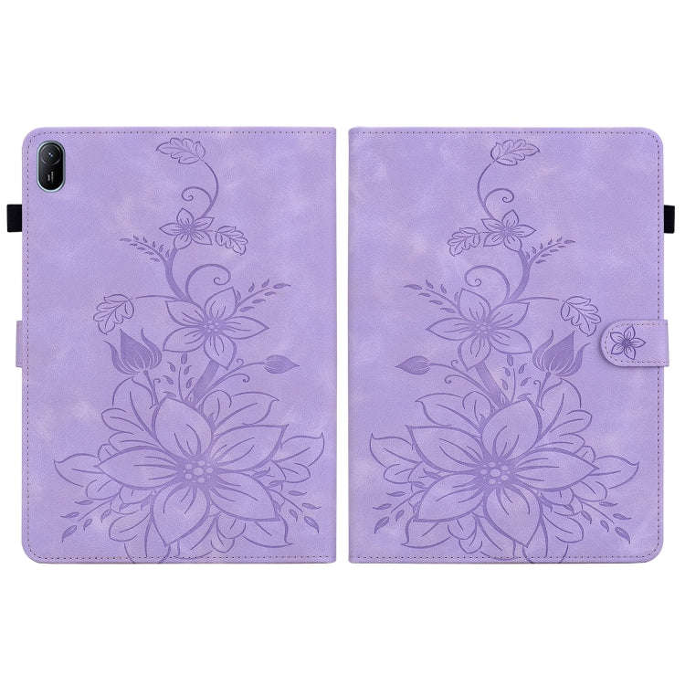 For Huawei MatePad SE 11 2024 Lily Embossed Leather Tablet Case(Purple)