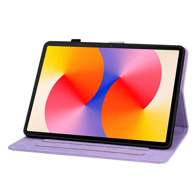 For Huawei MatePad SE 11 2024 Lily Embossed Leather Tablet Case(Purple)