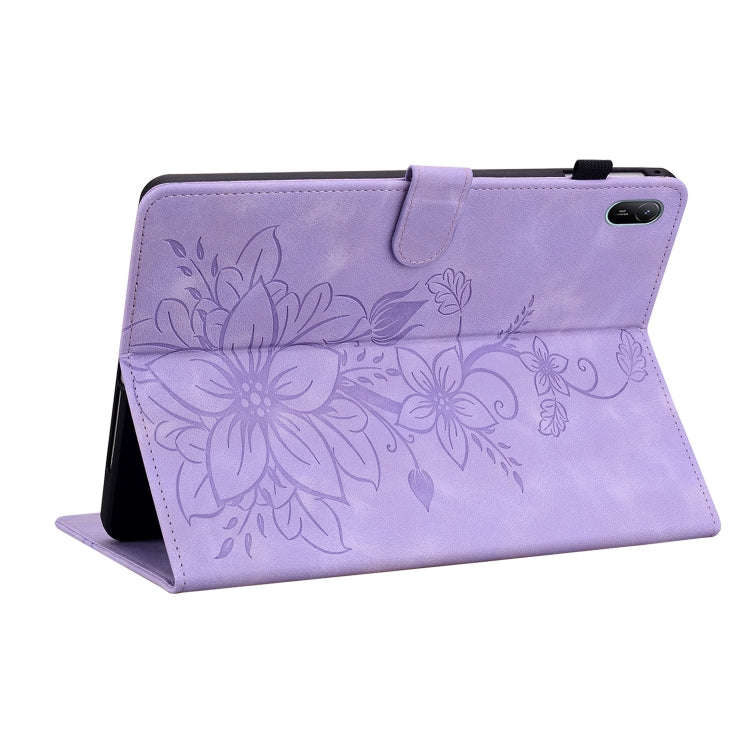 For Huawei MatePad SE 11 2024 Lily Embossed Leather Tablet Case(Purple)