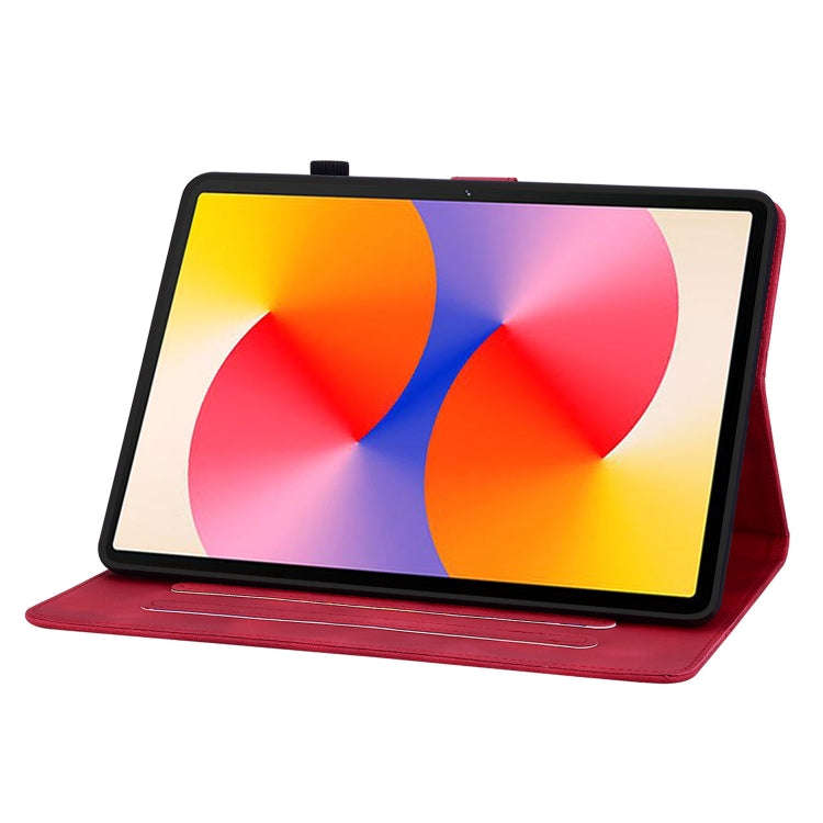 For Huawei MatePad SE 11 2024 Lily Embossed Leather Tablet Case(Red)
