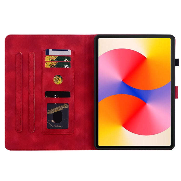 For Huawei MatePad SE 11 2024 Lily Embossed Leather Tablet Case(Red)