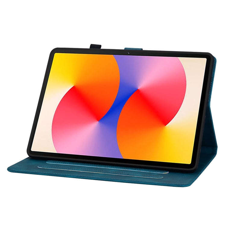 For Huawei MatePad SE 11 2024 Lily Embossed Leather Tablet Case(Dark Blue)