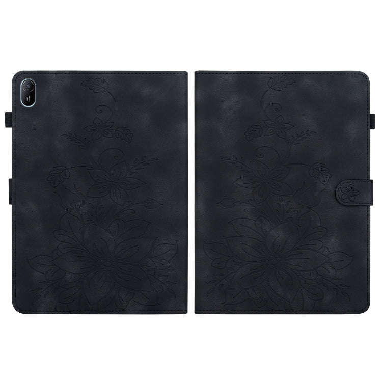 For Huawei MatePad SE 11 2024 Lily Embossed Leather Tablet Case(Black)