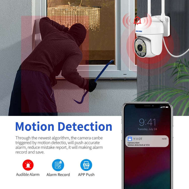 ESCAM PT305 2MP HD Motion Detection WiFi Intelligent Dual-light Source Camera(US Plug)