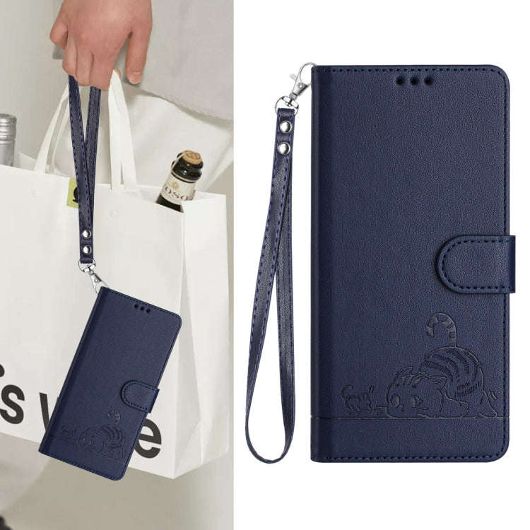 For OnePlus Nord 4 5G Cat Rat Embossed Pattern RFID Leather Phone Case with Lanyard(Blue)