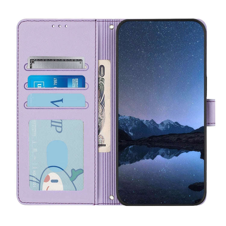 For OnePlus Nord 4 5G Cat Rat Embossed Pattern RFID Leather Phone Case with Lanyard(Purple)
