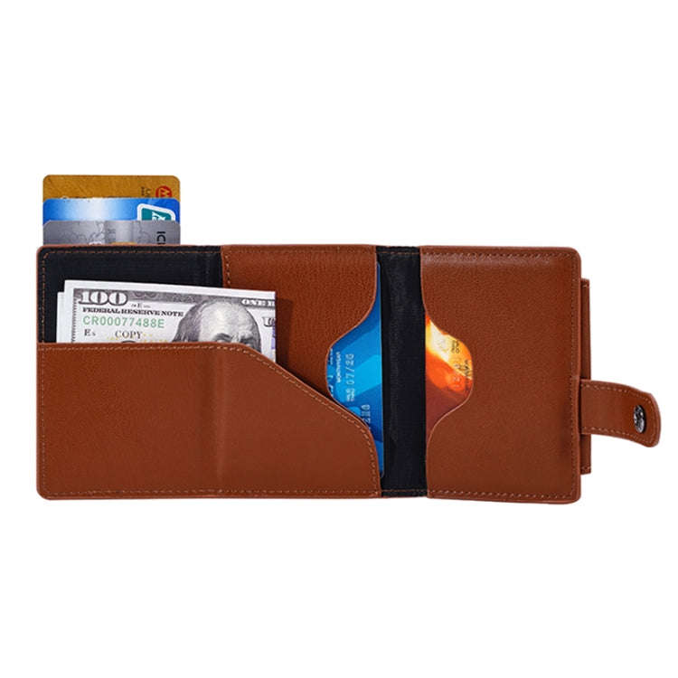 FY2401 RFID Anti-magnetic Triple Fold Crazy Horse Texture PU Card Bag(Brown)